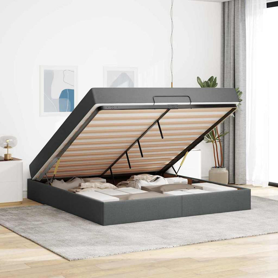 Bedframe Anders met opslag Donkergrijs 180 x 200 cm Stof