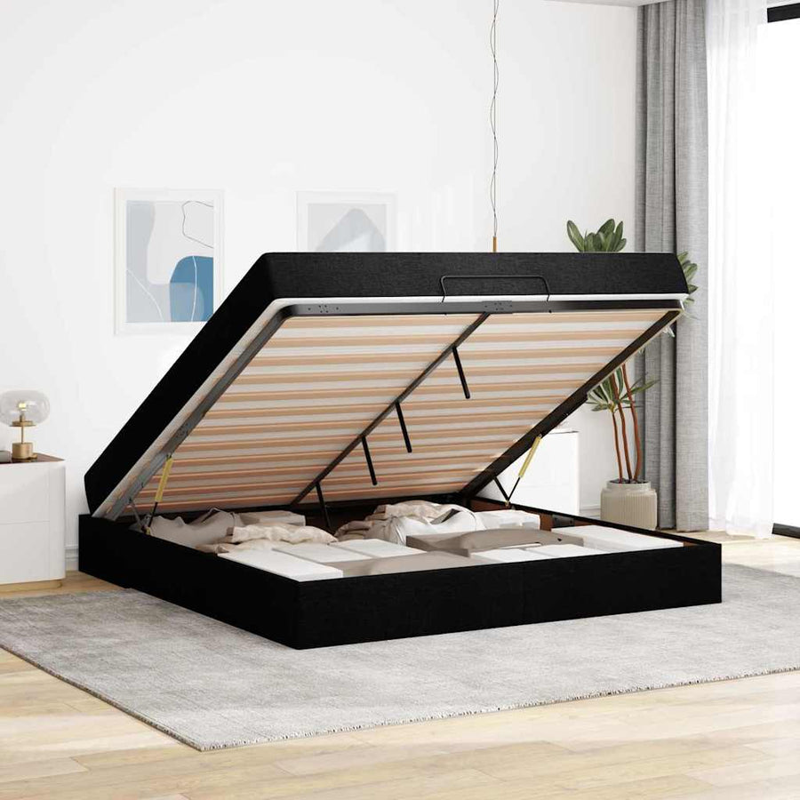 Bedframe Anders met opslag Zwart 180 x 200 cm Stof