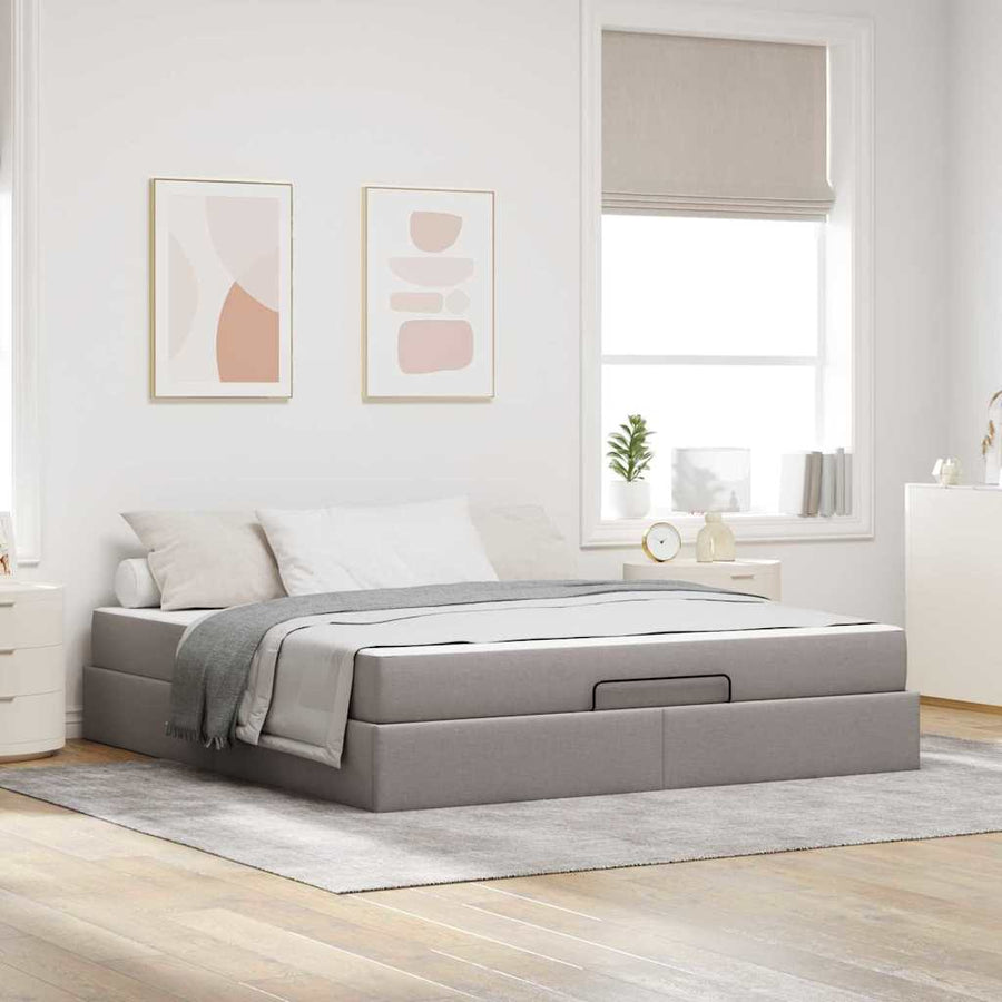 Bedframe Anders met opslag Taupe 180 x 200 cm Stof