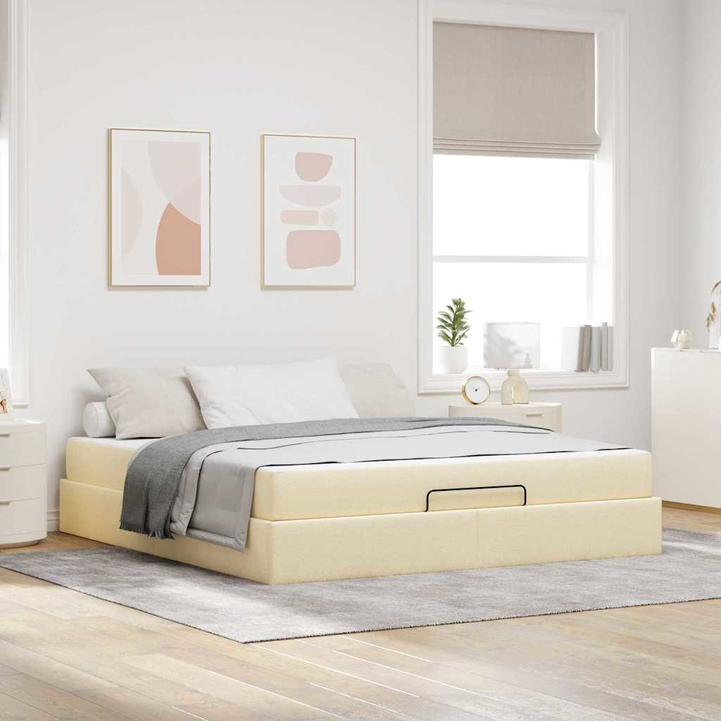 Bedframe Anders met opslag Crème 180 x 200 cm Stof