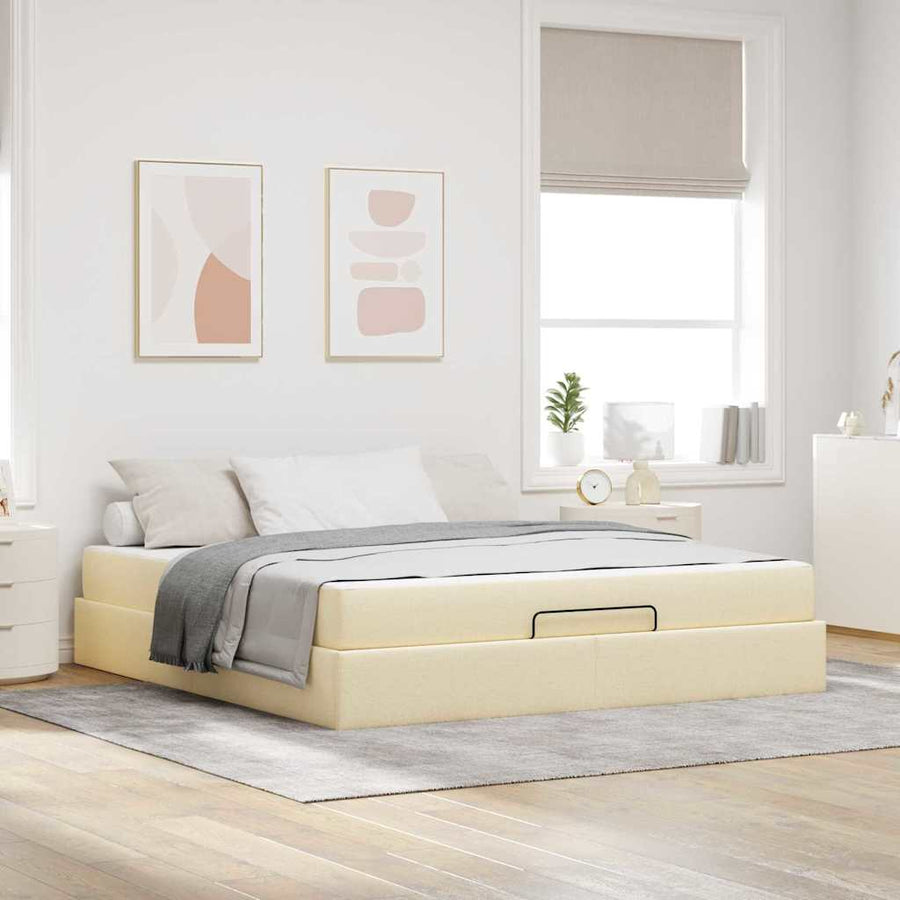 Bedframe Anders met opslag Crème 180 x 200 cm Stof