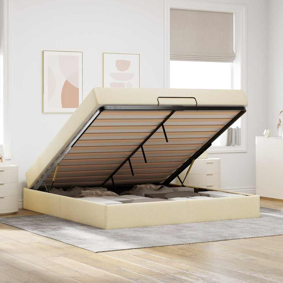 Bedframe Anders met opslag Crème 180 x 200 cm Stof