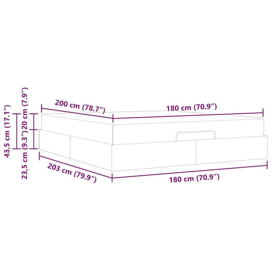Bedframe Anders met opslag Crème 180 x 200 cm Stof
