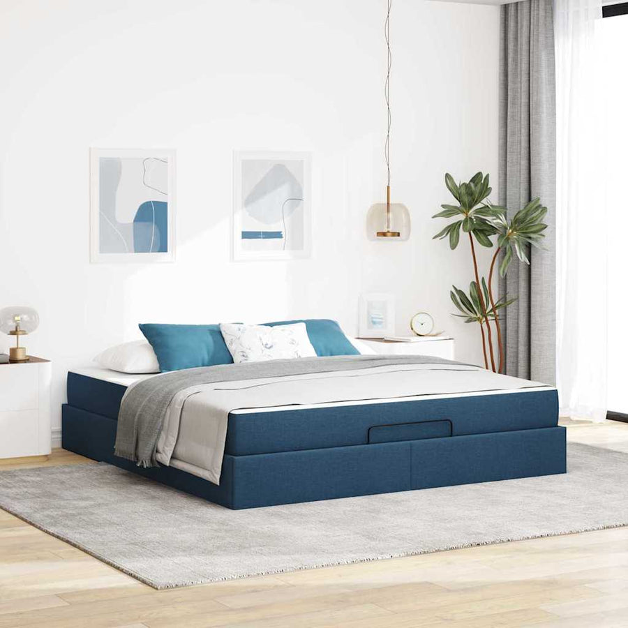 Bedframe Anders met opslag Blauw 180 x 200 cm Stof