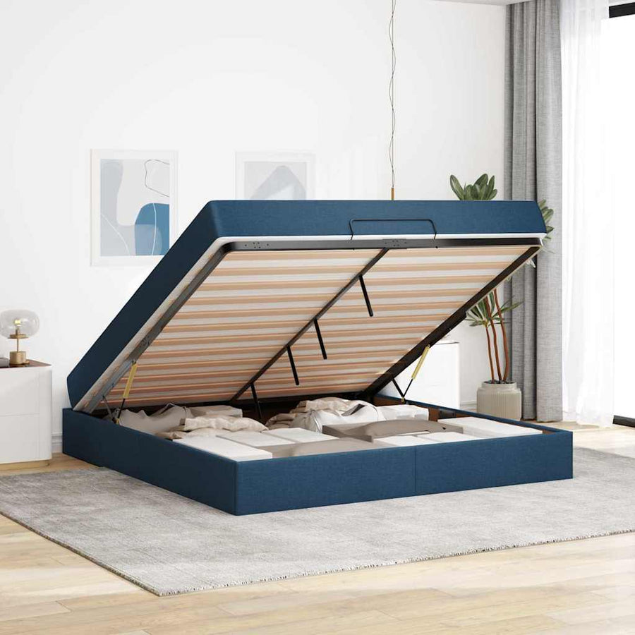 Bedframe Anders met opslag Blauw 180 x 200 cm Stof