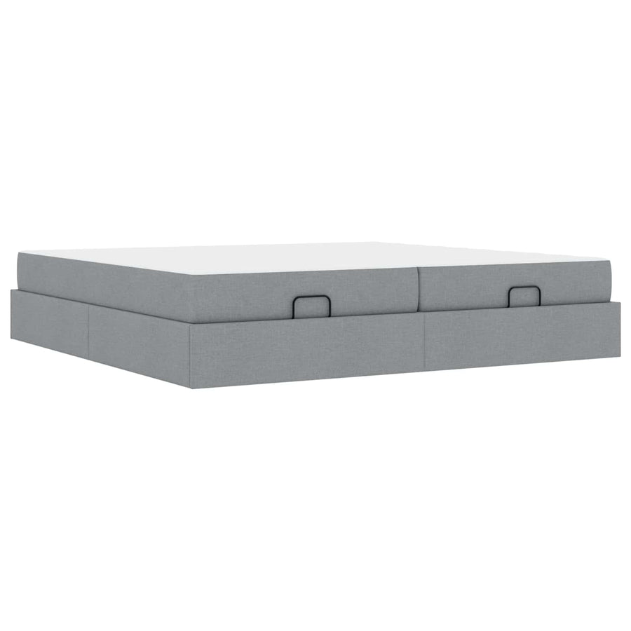 Bedframe met matras met matras 2 pcs Lichtgrijs Stof