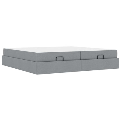 Bedframe met matras met matras 2 pcs Lichtgrijs Stof