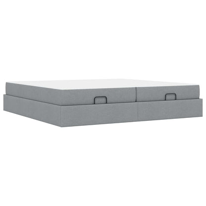 Bedframe met matras met matras 2 pcs Lichtgrijs Stof