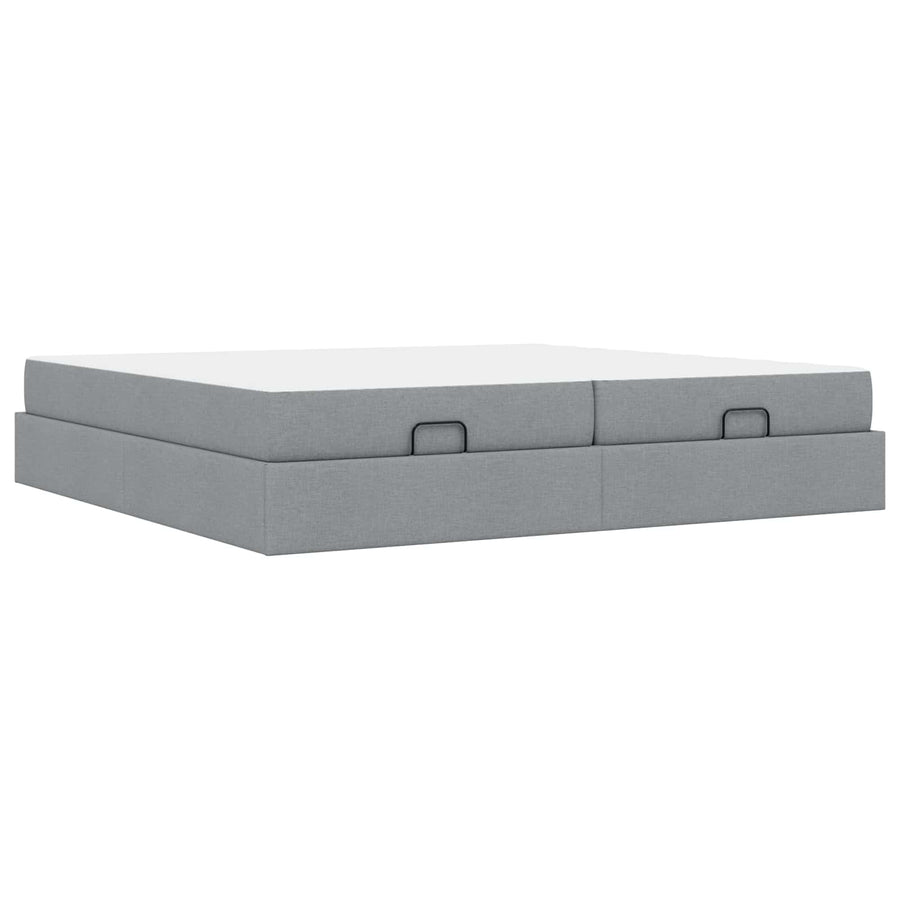 Bedframe met matras met matras 2 pcs Lichtgrijs Stof
