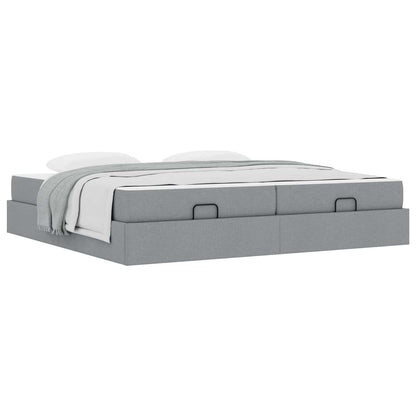 Bedframe met matras met matras 2 pcs Lichtgrijs Stof