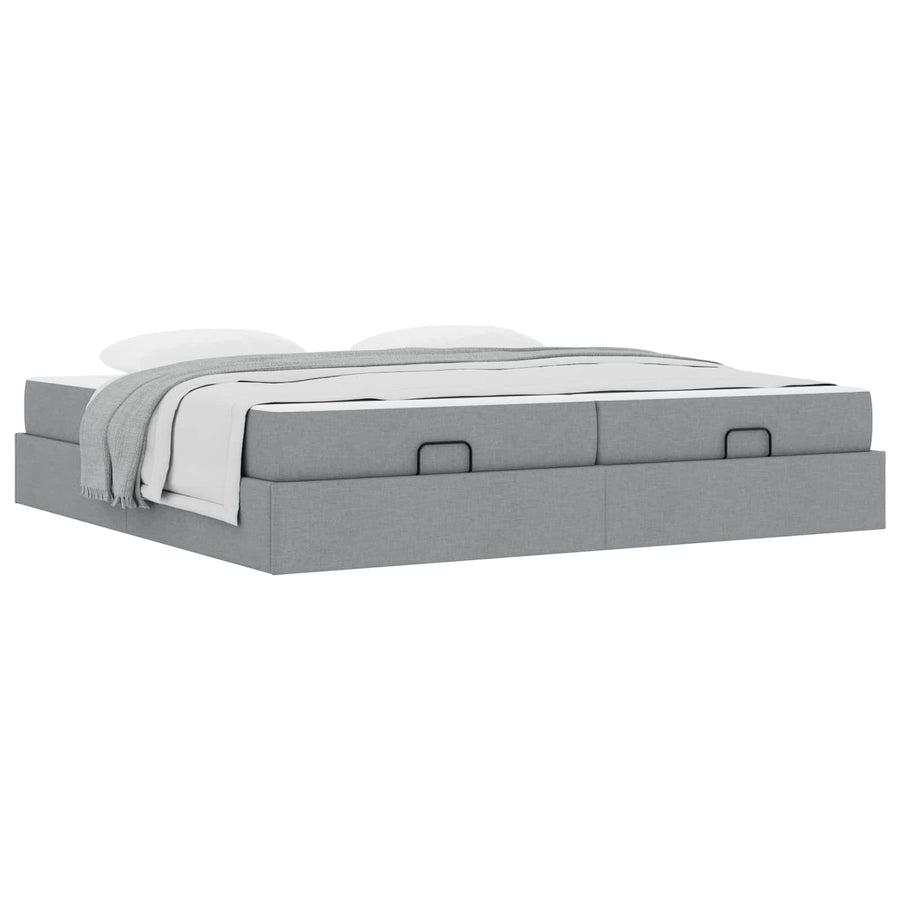 Bedframe met matras met matras 2 pcs Lichtgrijs Stof