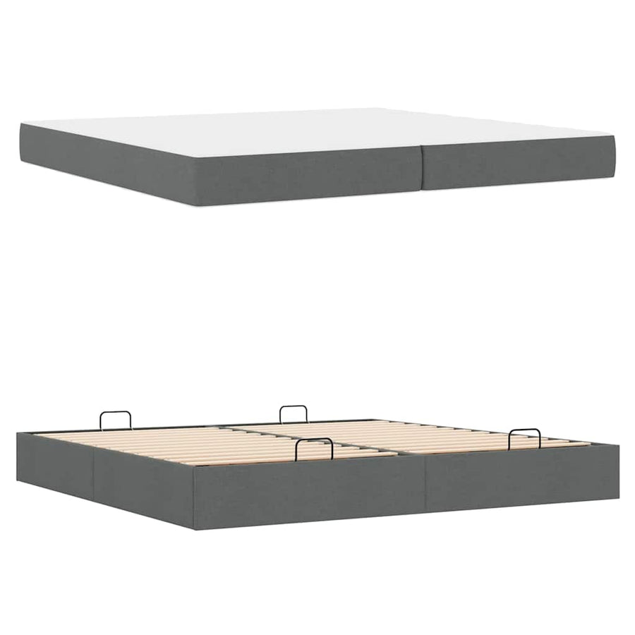Bedframe Anders met opslag Donkergrijs 200 x 200 cm Stof