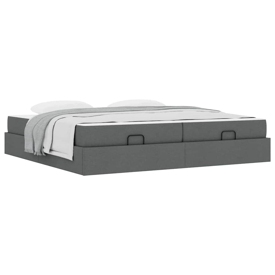 Bedframe Anders met opslag Donkergrijs 200 x 200 cm Stof