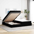 Opbergbedframe 200x200 cm zwart stof
