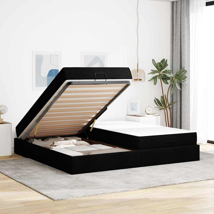 Bedframe Anders met opslag Zwart 200 x 200 cm Stof