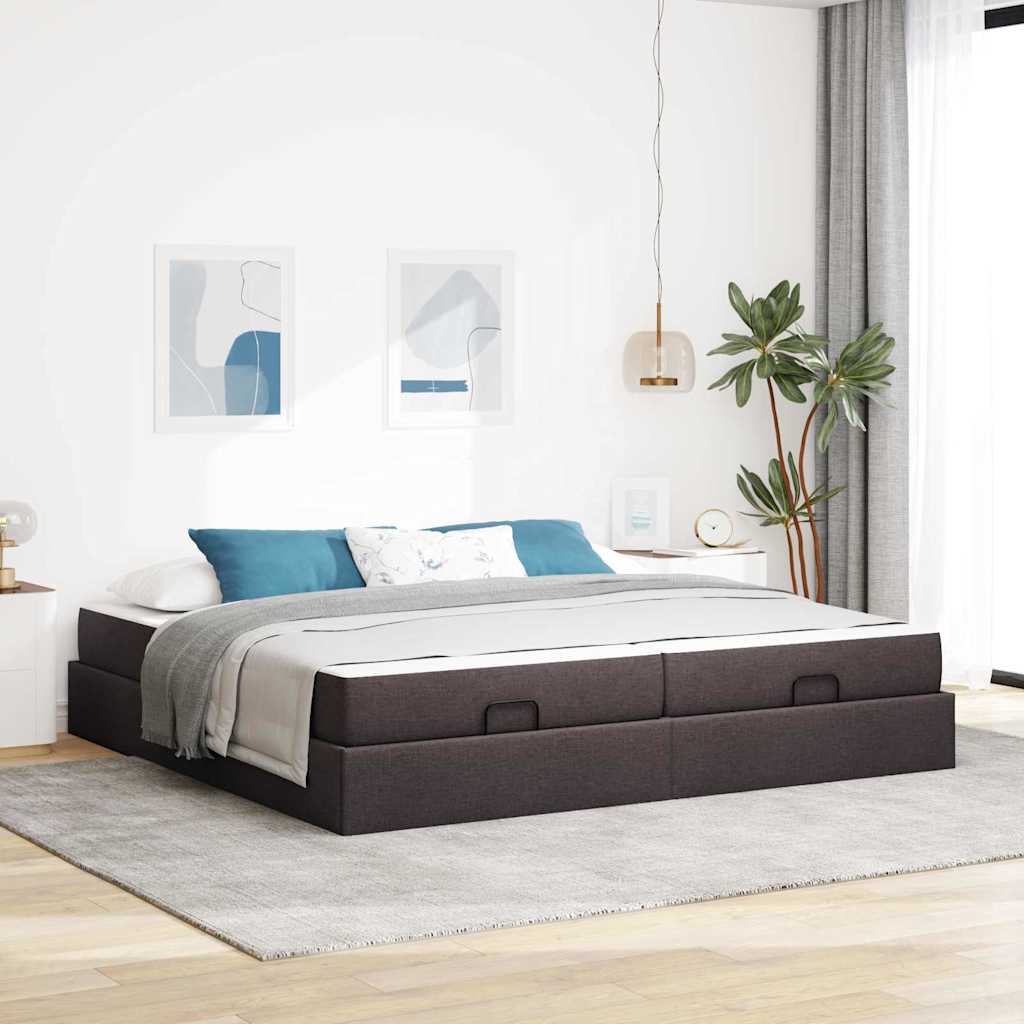 Bedframe Anders met opslag Donkerbruin 200 x 200 cm Stof