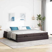 Bed Frame with Mattress with Mattress 2 pcs Tan Fabric