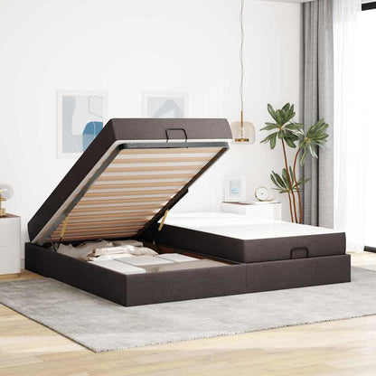 Bedframe Anders met opslag Donkerbruin 200 x 200 cm Stof