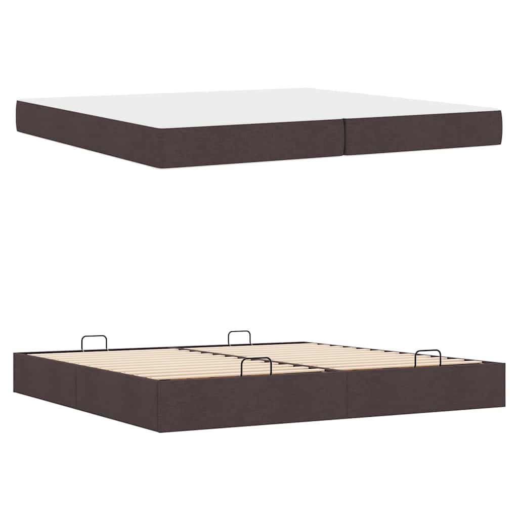 Bedframe Anders met opslag Donkerbruin 200 x 200 cm Stof