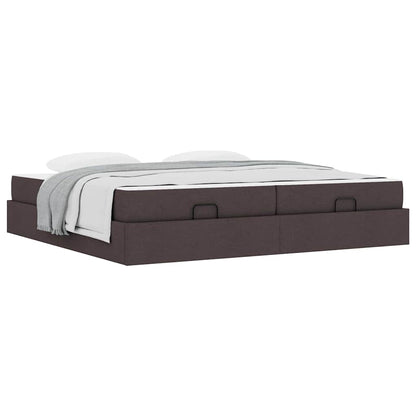 Bedframe Anders met opslag Donkerbruin 200 x 200 cm Stof