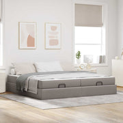 Bedframe 200x200 cm taupe met opbergruimte