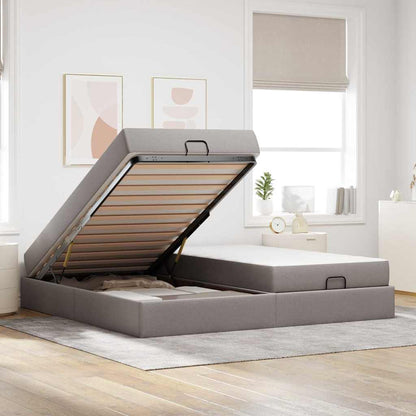 Bedframe met opslag Taupe 200 x 200 cm Stof