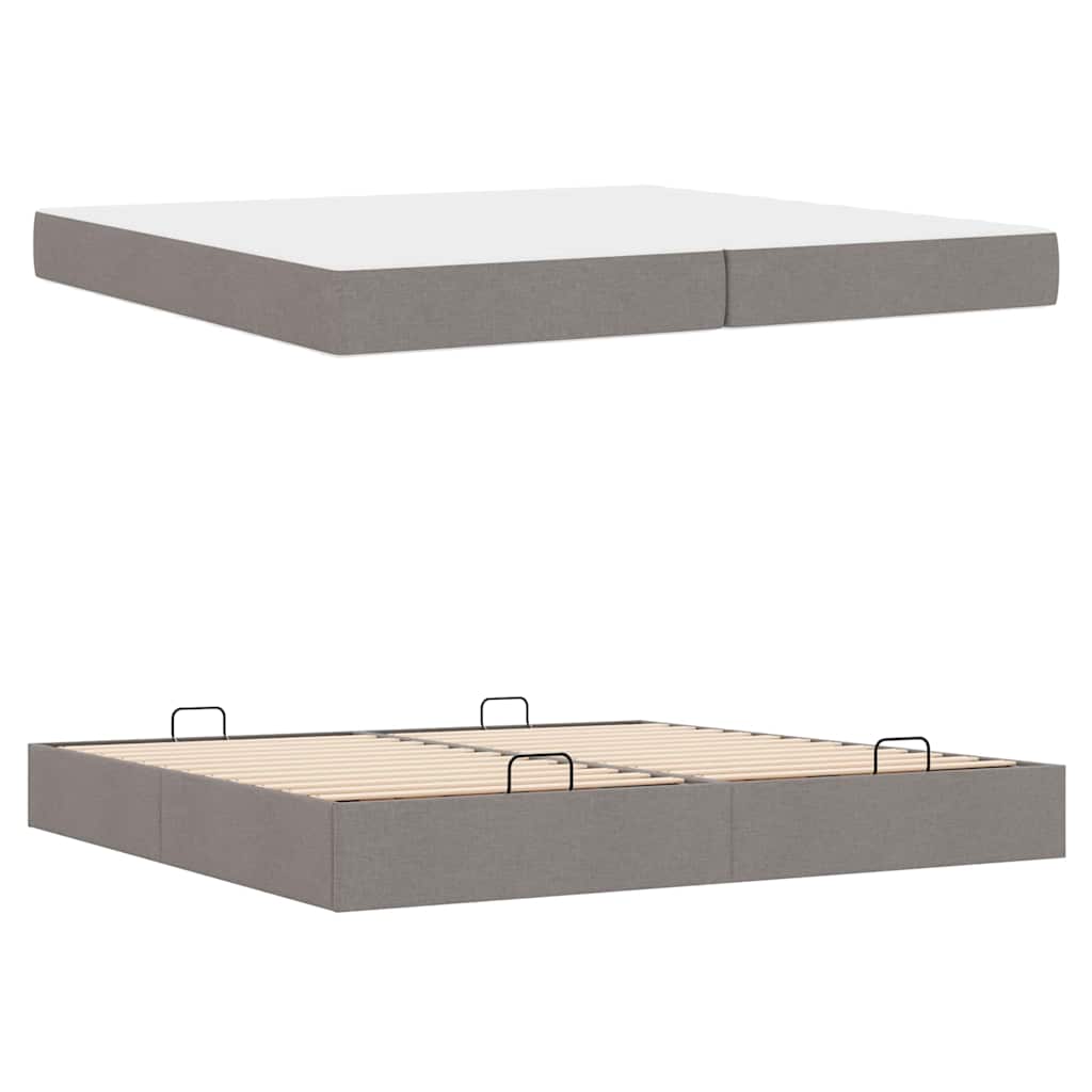 Bedframe met opslag Taupe 200 x 200 cm Stof
