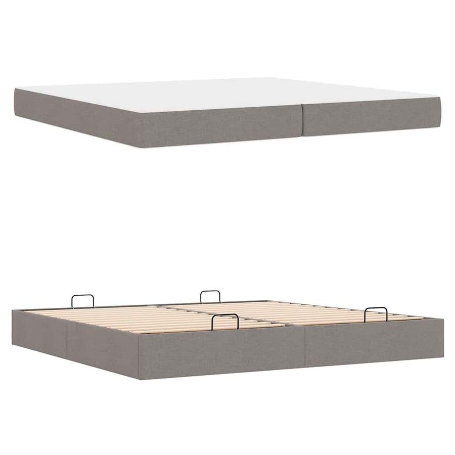 Bedframe met opslag Taupe 200 x 200 cm Stof