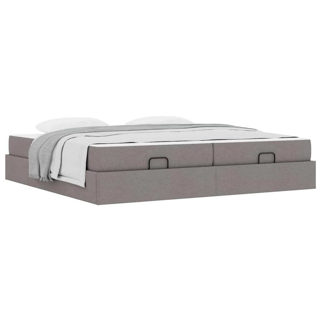 Bedframe met opslag Taupe 200 x 200 cm Stof