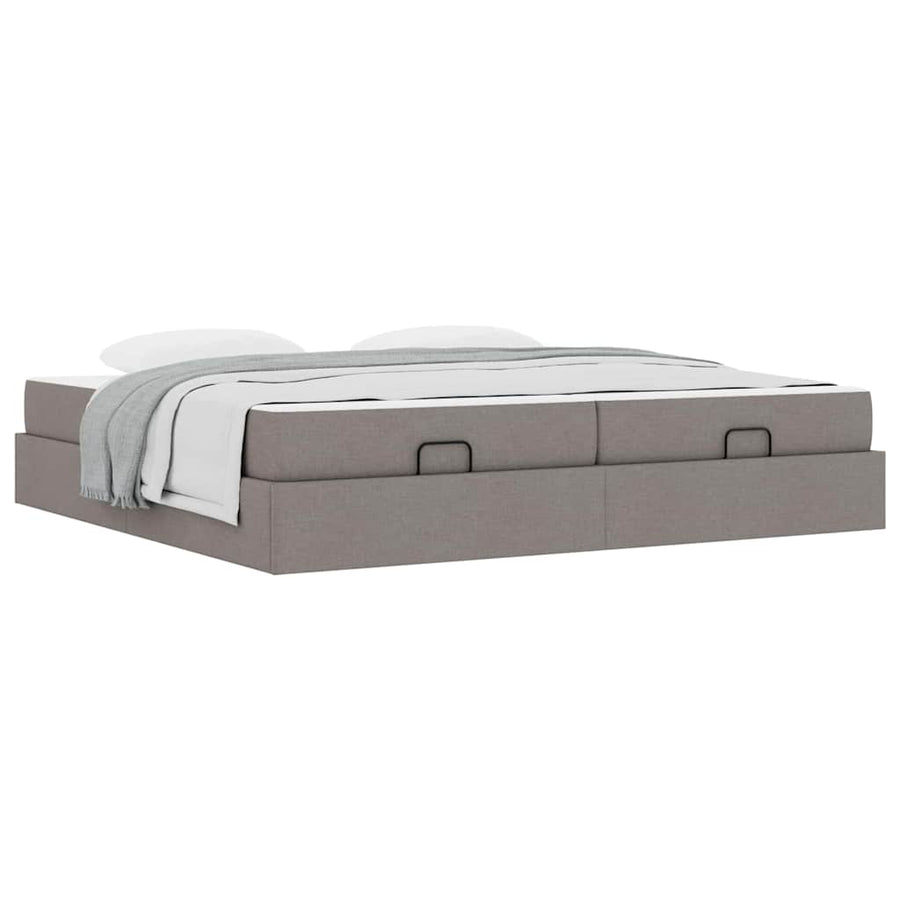 Bedframe met opslag Taupe 200 x 200 cm Stof