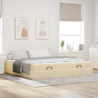 Bed frame with mattress with mattress 2 pcs Cream Fabric