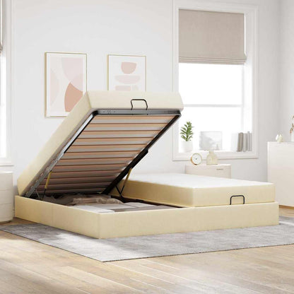 Bedframe met opslag Crème 200 x 200 cm Stof