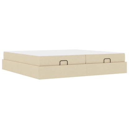 Bedframe met opslag Crème 200 x 200 cm Stof