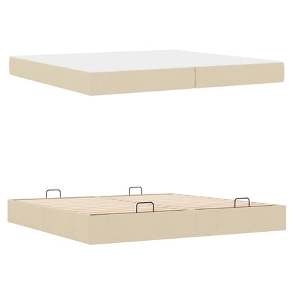 Bedframe met opslag Crème 200 x 200 cm Stof