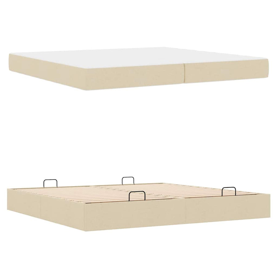 Bedframe met opslag Crème 200 x 200 cm Stof