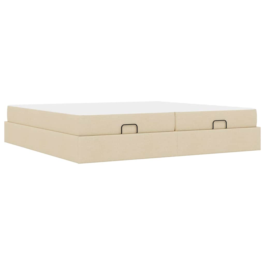 Bedframe met opslag Crème 200 x 200 cm Stof