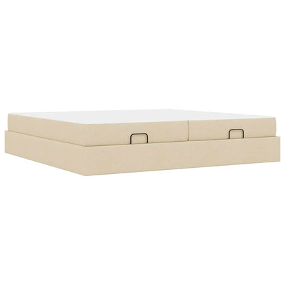 Bedframe met opslag Crème 200 x 200 cm Stof
