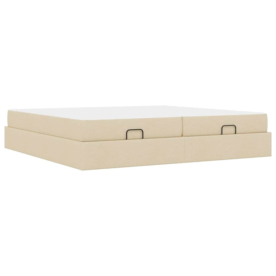 Bedframe met opslag Crème 200 x 200 cm Stof