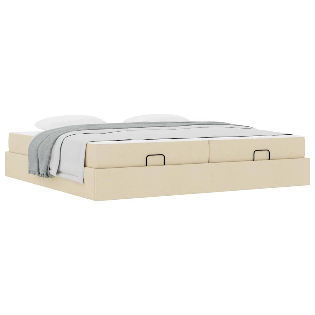 Bedframe met opslag Crème 200 x 200 cm Stof