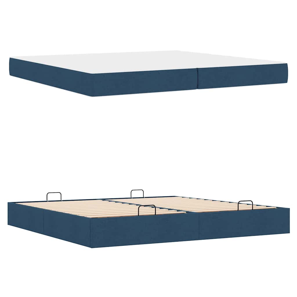 Bedframe Anders met opslag Blauw 200 x 200 cm Stof
