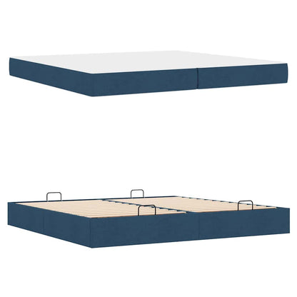 Bedframe Anders met opslag Blauw 200 x 200 cm Stof