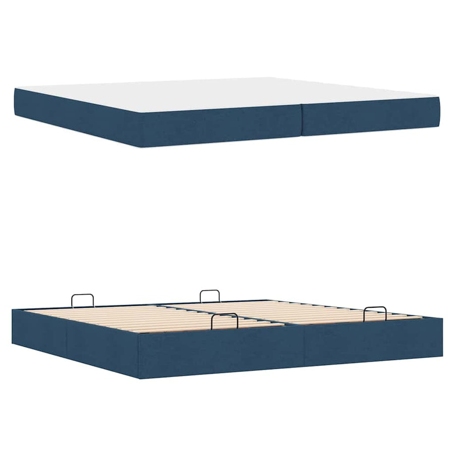 Bedframe Anders met opslag Blauw 200 x 200 cm Stof