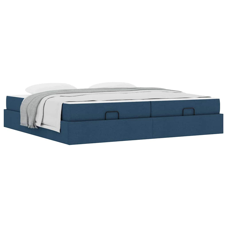 Bedframe Anders met opslag Blauw 200 x 200 cm Stof