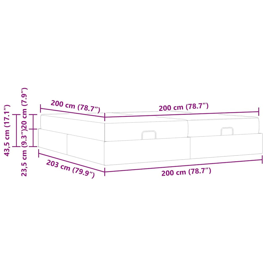 Bedframe Anders met opslag Blauw 200 x 200 cm Stof