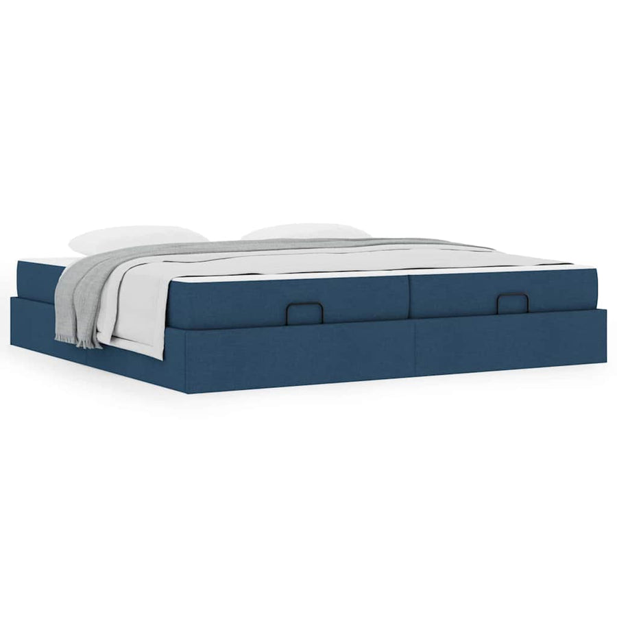 Bedframe Anders met opslag Blauw 200 x 200 cm Stof
