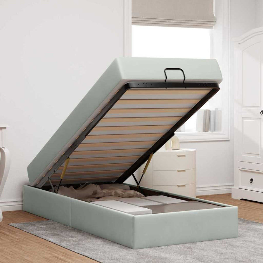 Bedframe met opslag Lichtgrijs 80 x 200 cm Fluweel