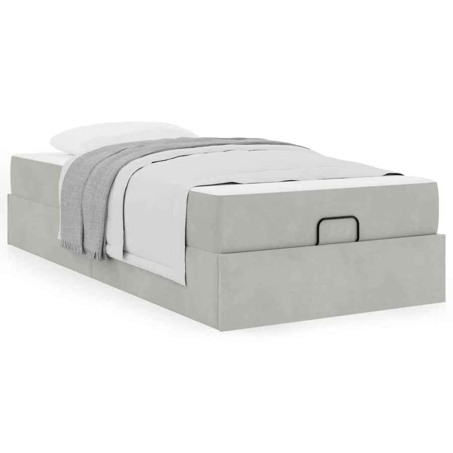 Bedframe met opslag Lichtgrijs 80 x 200 cm Fluweel