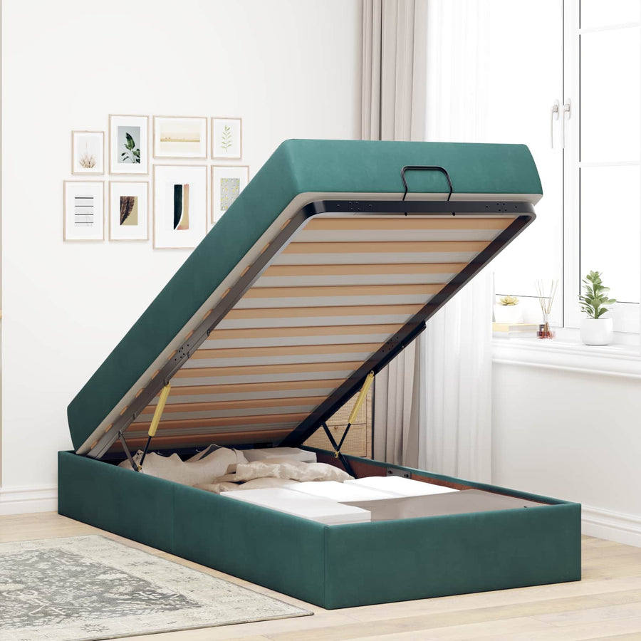 Bedframe met matras met matras 2 pcs Groen Fluweel