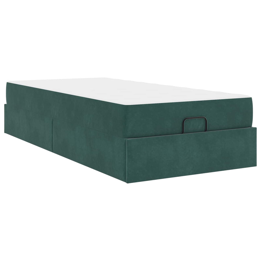 Bedframe met matras met matras 2 pcs Groen Fluweel