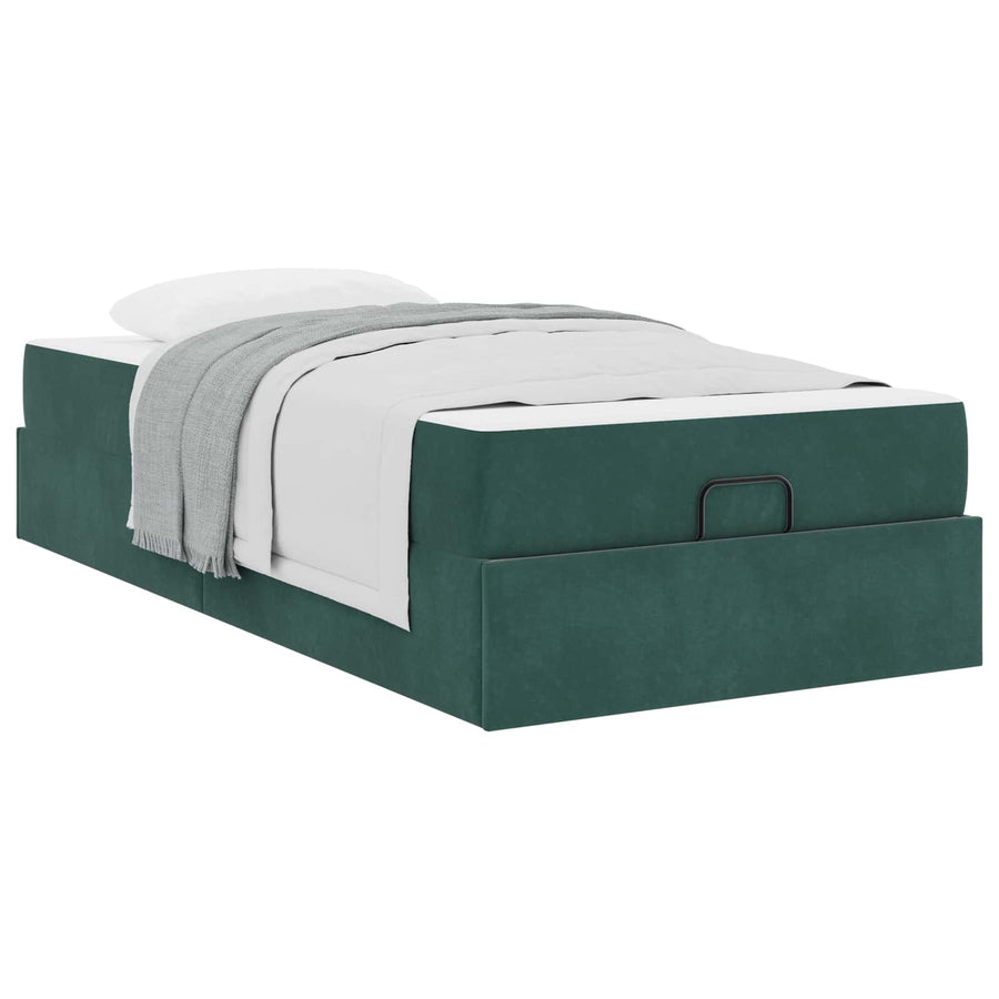 Bedframe met matras met matras 2 pcs Groen Fluweel